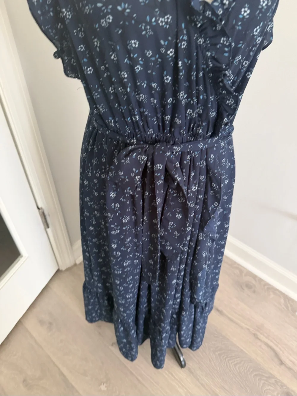 kate spade Navy Floral Ruffle Midi Dress - Picture 6 of 7